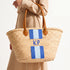 Personalized Blue Stripe Straw Beach Bag