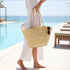 Moroccan Straw Basket with Long Hemp Handles – Woven Palm Beach Tote✨