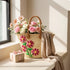 Pink Daisy Embroidered Moroccan Straw Tote – Floral Picnic & Gift Basket