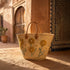Golden & Cream Daisy Embroidered Moroccan Straw Tote – Floral Basket
