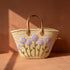 Lavender Wildflower Embroidered Moroccan Tote – Large Floral Picnic Basket