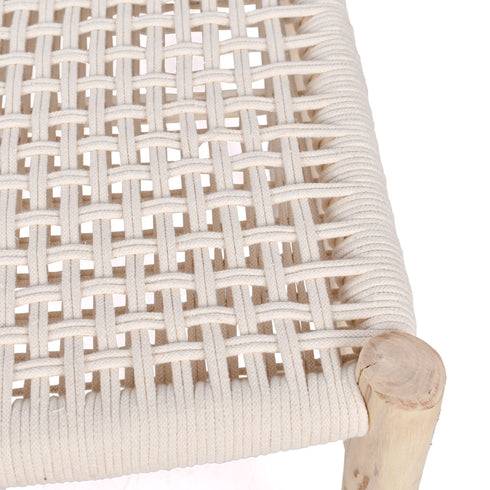 Moroccan Kittan Bench – Raw Wood & Handwoven Braiding for Boho Entryways