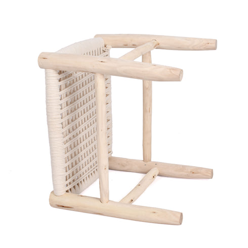 Moroccan Kittan Bench – Raw Wood & Handwoven Braiding for Boho Entryways