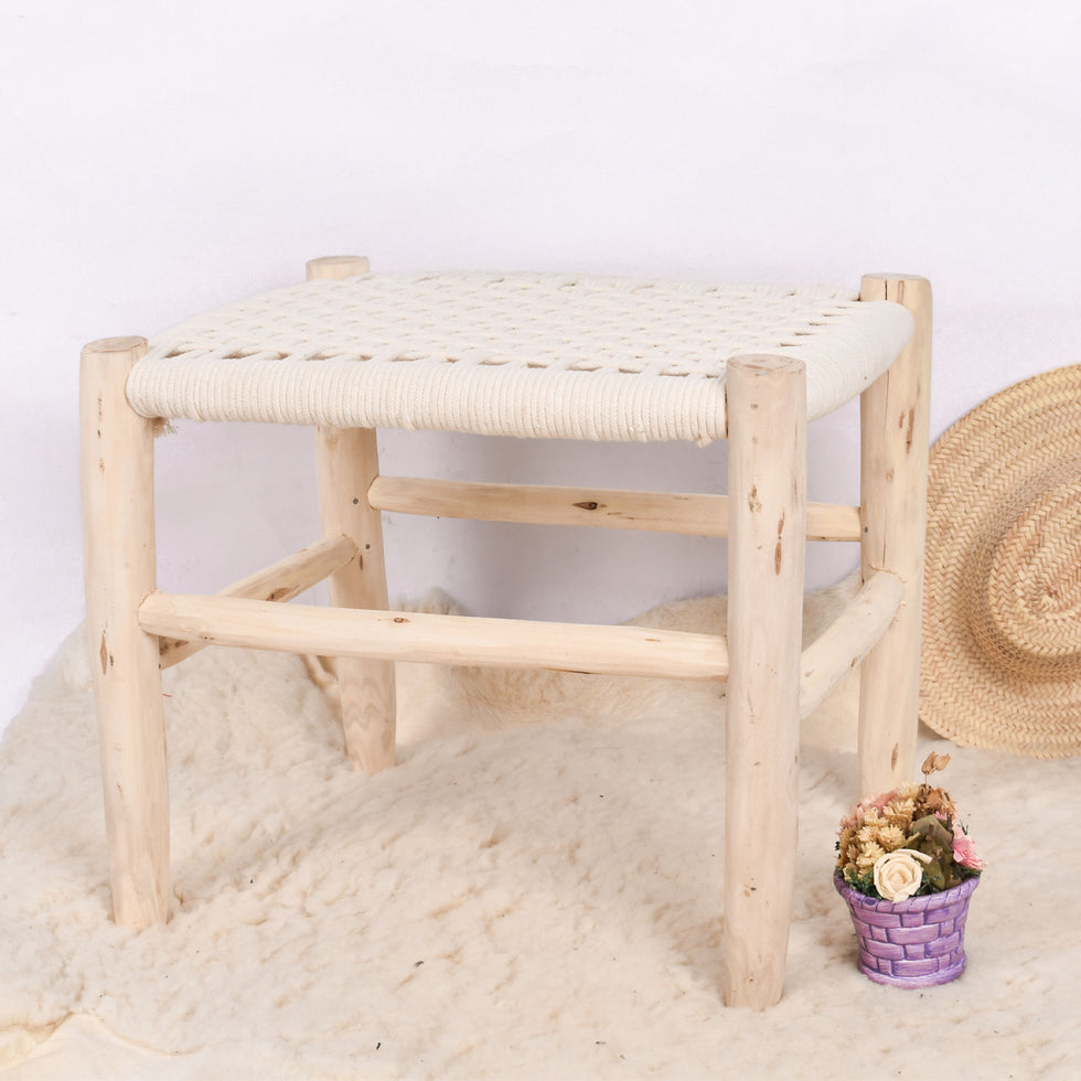 Natural Moroccan Bar Stool – Woven Rope Boho Seat