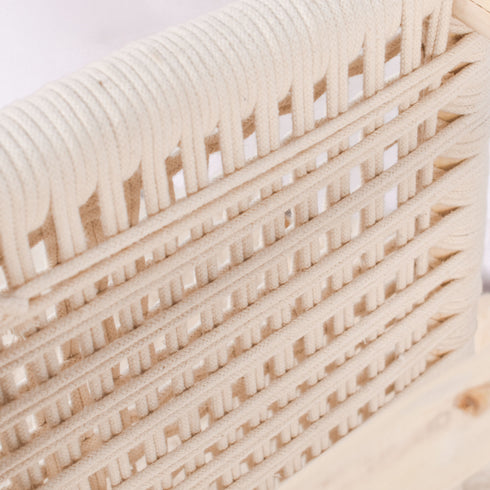 Moroccan Kittan Bench – Raw Wood & Handwoven Braiding for Boho Entryways