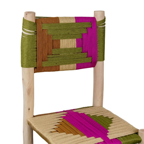 Moroccan Bar Stool with Braided Rope Seat