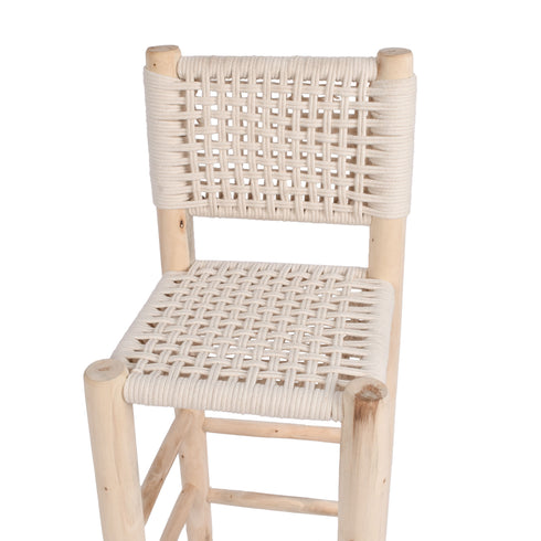 Moroccan Bar Stool with Braided White Kittan Seat