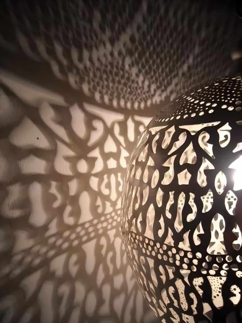 Moroccan Brass Ceiling Lamp – Handcrafted Boho Pendant Light (PL 1082)