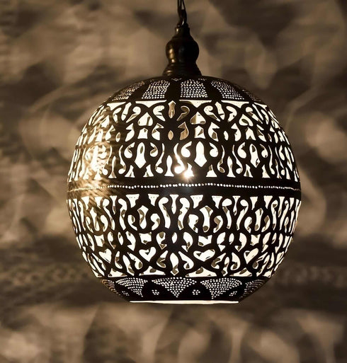 Moroccan Brass Ceiling Lamp – Handcrafted Boho Pendant Light (PL 1082)