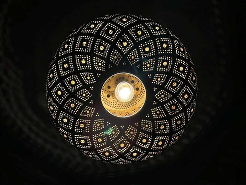 Moroccan Brass Pendant Light - Handcrafted Ceiling Fixture (PL 1068)