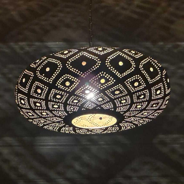 Brass Pendant Light – Moroccan Filigree Openwork Living Room