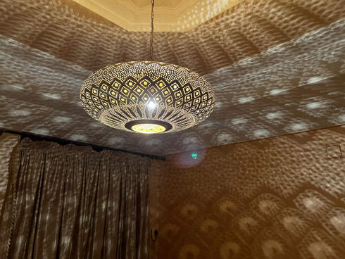Moroccan Brass Pendant Light | Hand-Engraved Ceiling Lamp (PL 1057)