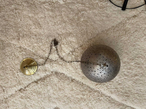 Moroccan Brass Pendant Light – Handmade Pierced Lamp (PL 1074)