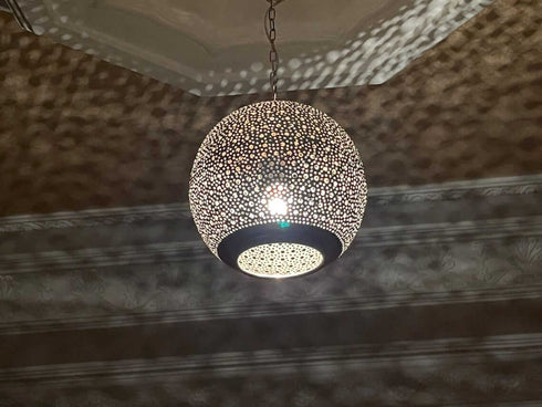 Moroccan Brass Pendant Light – Handmade Pierced Lamp (PL 1074)