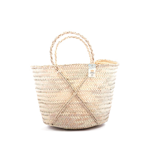 Moroccan Cross-Tie Straw Tote Bag – Handwoven Artisan Bag
