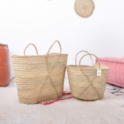 Moroccan Cross-Tie Straw Tote Bag – Handwoven Artisan Bag