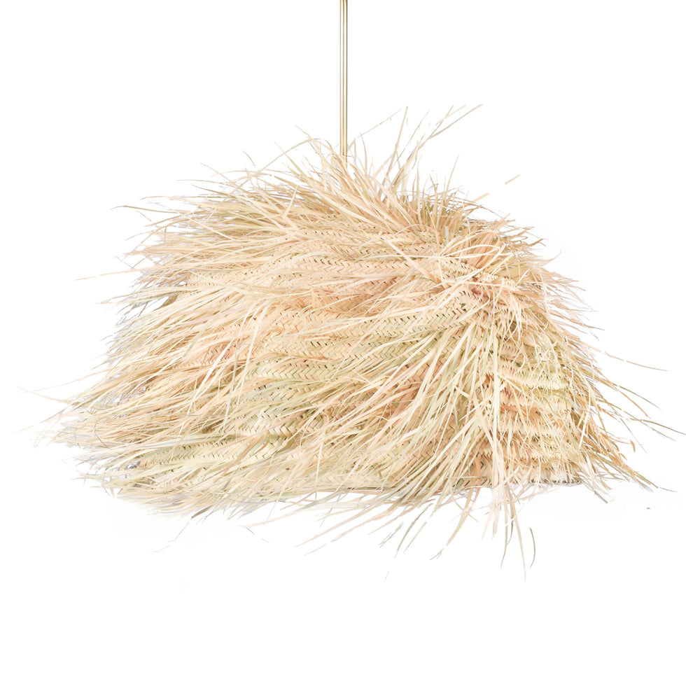 Handwoven Straw Pendant Light – Natural Boho Lamp