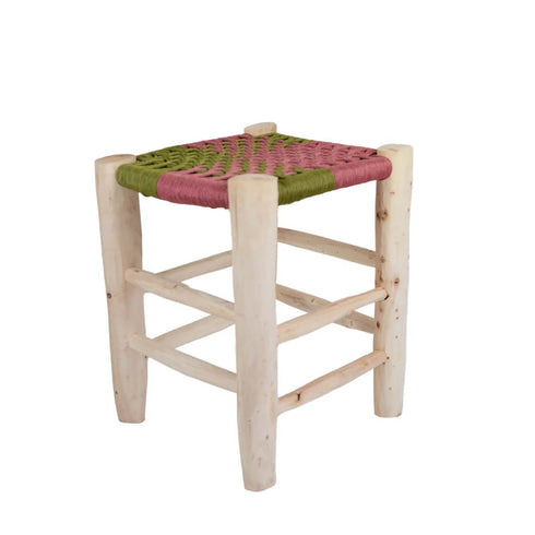 Moroccan Handmade Stool with Braided Rope Seat