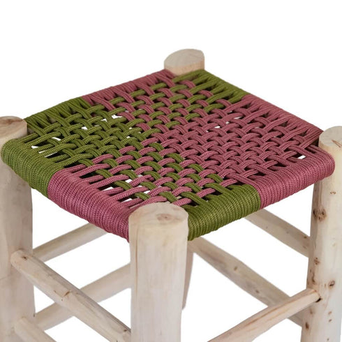 Moroccan Handmade Stool with Braided Rope Seat