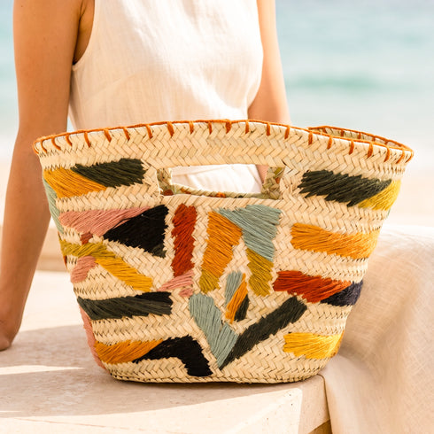 Personalized Moroccan Handwoven Colorful Straw Bag Custom Artisan Handbag Purse 5