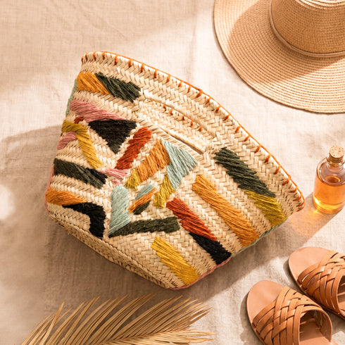 Personalized Moroccan Handwoven Colorful Straw Bag Custom Artisan Handbag Purse 4