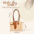 Wicker Tote Bag | Handwoven Shoulder Bag With Leather Handles