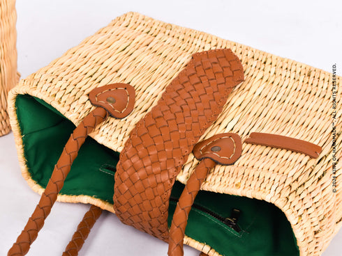 Wicker Tote Bag | Handwoven Shoulder Bag With Leather Handles
