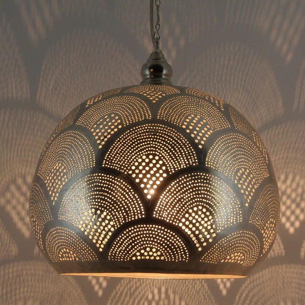 Moroccan Pendant Light – Filigree Brass Openwork Lamp Entryway
