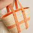Moroccan Orange Brocade Ribbon Beach Bag | Handwoven Wicker Summer Tote 🧡