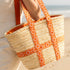 Moroccan Orange Brocade Ribbon Beach Bag | Handwoven Wicker Summer Tote 🧡