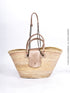 Straw Beach Bag Faux Leather Handle | Tote Handbag French Basket Brass Strap