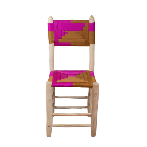 Moroccan Wooden Chair with Braided Rope Seat