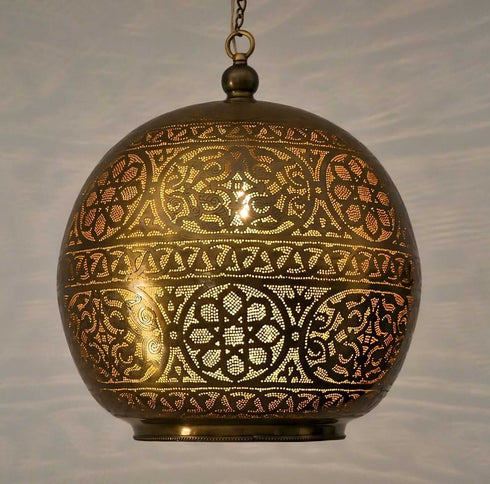 Moroccan Brass Ceiling Light – Handcrafted Lantern Lamp (PL 1086)