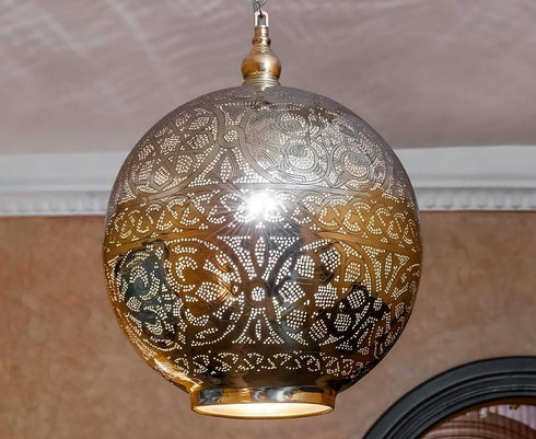 Moroccan Brass Ceiling Light – Handcrafted Lantern Lamp (PL 1086)