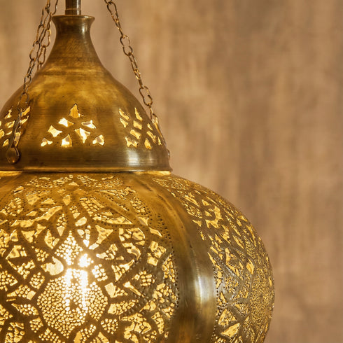 Moroccan Brass Hanging Lantern - Artisan Pendant Light