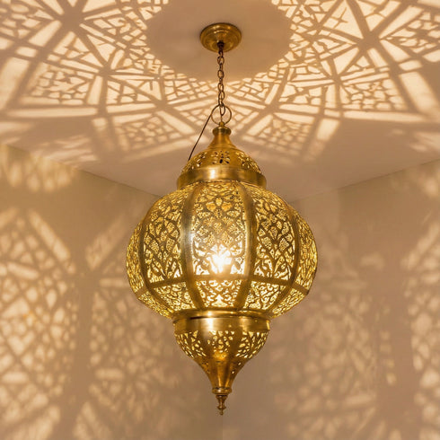 Moroccan Brass Hanging Lantern - Artisan Pendant Light