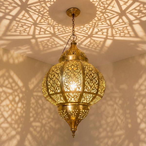 Moroccan Brass Hanging Lantern - Artisan Pendant Light