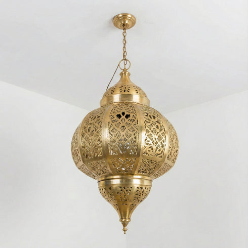 Moroccan Brass Hanging Lantern - Artisan Pendant Light