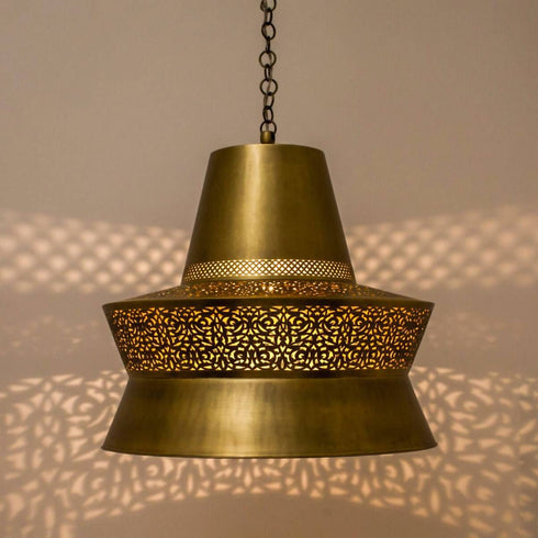 Moroccan Brass Pendant Lamp – Handcrafted Boho Ceiling Light (PL 1084)