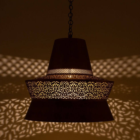Moroccan Brass Pendant Lamp – Handcrafted Boho Ceiling Light (PL 1084)