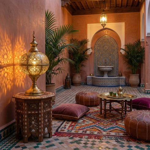 Moroccan Brass Table Lamp - Handcrafted Decorative Lantern