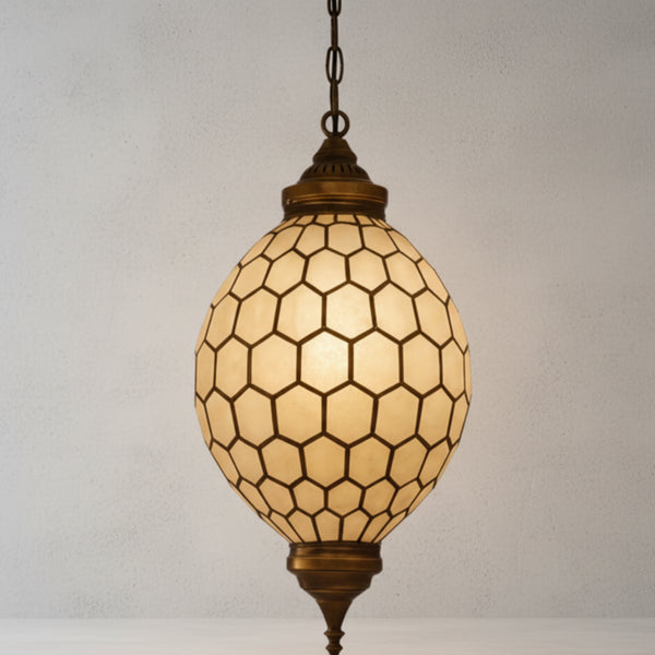Moroccan Ceiling Light – Geometric Brass Shadow-Casting Lamp