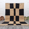 Moroccan Checker Wool Rug - Black Beige Geometric Berber Carpet