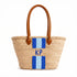 Personalized Blue Stripe Straw Beach Bag