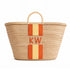 Personalized Orange Stripe Straw Beach Bag