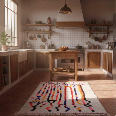 Artistic Vibrancy - Handmade Azilal Moroccan Wool Rug