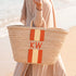 Personalized Orange Stripe Straw Beach Bag