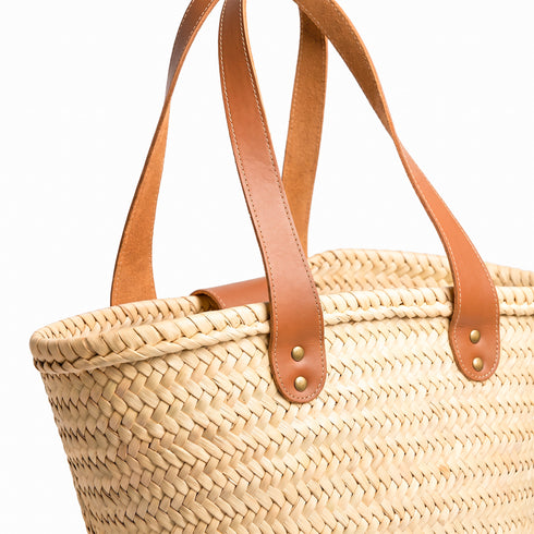 Moroccan Straw Beach Bag – Handwoven Basket with brass Clasp