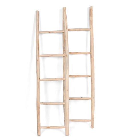 Moroccan Raw Wood Decorative Ladder – Handmade Natural Wood Accent for Boho Interiors
