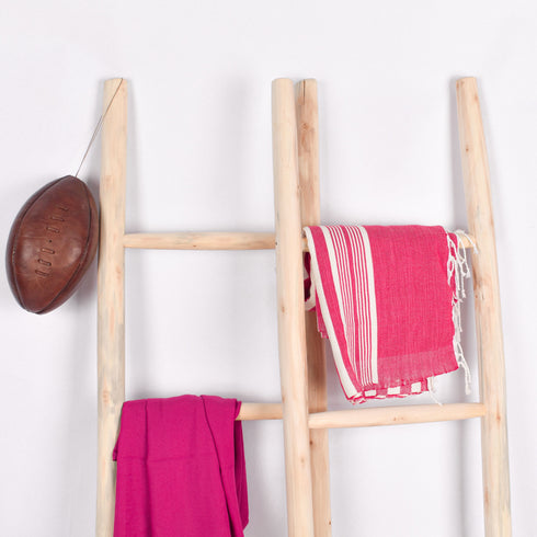 Moroccan Raw Wood Decorative Ladder – Handmade Natural Wood Accent for Boho Interiors